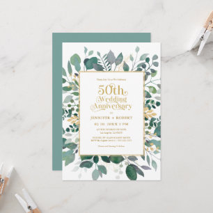 50. Hochzeitstag Gold Greenery Frame Einladung
