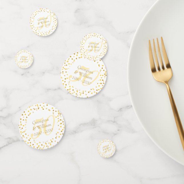 50. Hochzeitstag Gold Hearts Confetti Konfetti (Gruppe)