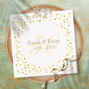 50. Hochzeitstag Gold Hearts Confetti Serviette