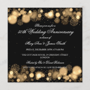 50. Hochzeitstag Gold im Winter Einladung