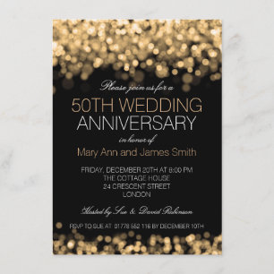 50. Hochzeitstag Gold Lights Einladung