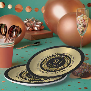 50. Hochzeitstag Gold Lorbeerkranz Abendessen Pappteller