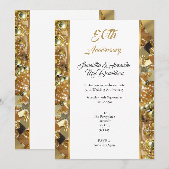 50. Hochzeitstag, Gold Sing Einladung (Vorne/Hinten)