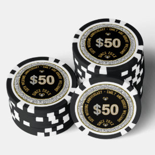 50. Hochzeitstag Gold White Diamonds Pok Pokerchips