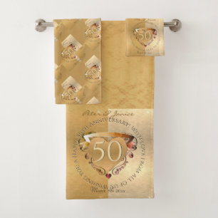 50. Hochzeitstag Golden Badhandtuch Set