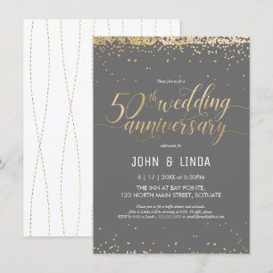 50. Hochzeitstag - Golden, elegant Einladung
