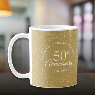 50. Hochzeitstag Golden Hearts Kaffeetasse