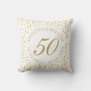 50. Hochzeitstag Golden Hearts Konfetti Kissen