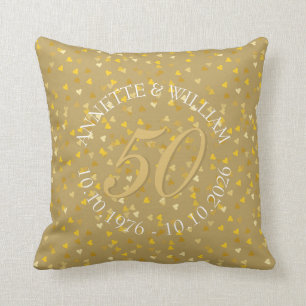 50. Hochzeitstag Golden Hearts Konfetti Kissen