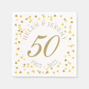50. Hochzeitstag Golden Hearts Konfetti Serviette