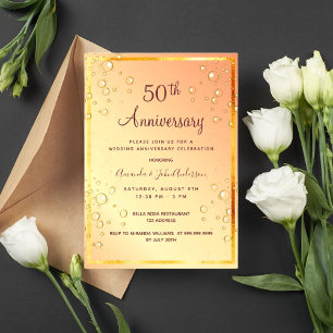 50. Hochzeitstag goldene Blasen Einladung
