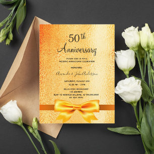 50. Hochzeitstag goldene metallische Einladung Postkarte