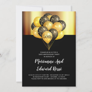 50. Hochzeitstag Goldene Schwarze Einladung