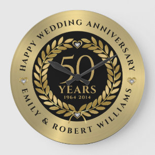 50. Hochzeitstag Goldener Lorbeerkranz Große Wanduhr