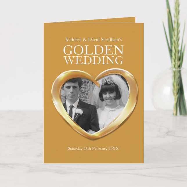 50. Hochzeitstag goldenes Foto gefaltet Einladung (Vorderseite)