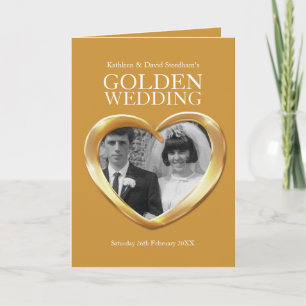 50. Hochzeitstag goldenes Foto Herz gefaltet Einladung