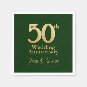 50. Hochzeitstag Goldschrift Green Serviette