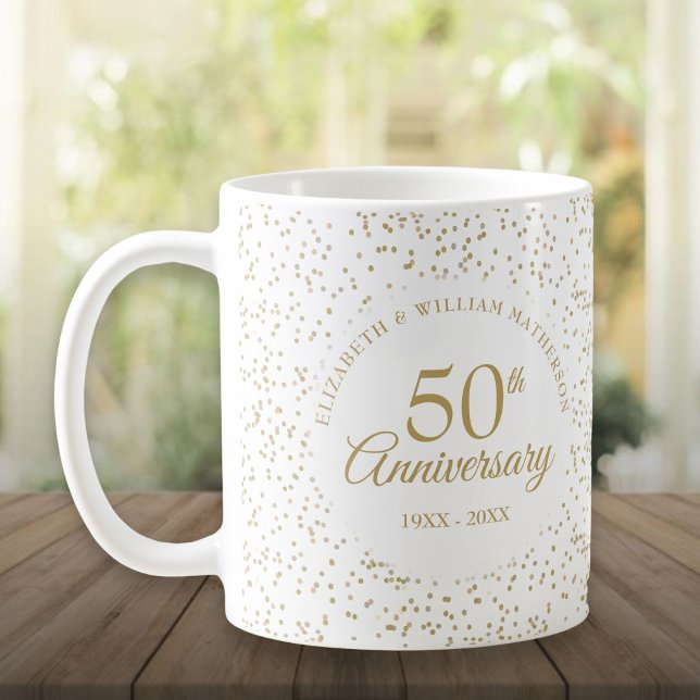 50. Hochzeitstag Goldstaub Confetti Kaffeetasse (50th Wedding Anniversary Gold Dust Confetti Coffee Mug)