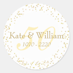 50. Hochzeitstag Goldstaub Confetti Runder Aufkleber