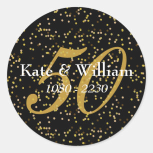 50. Hochzeitstag Goldstaub Confetti Runder Aufkleber