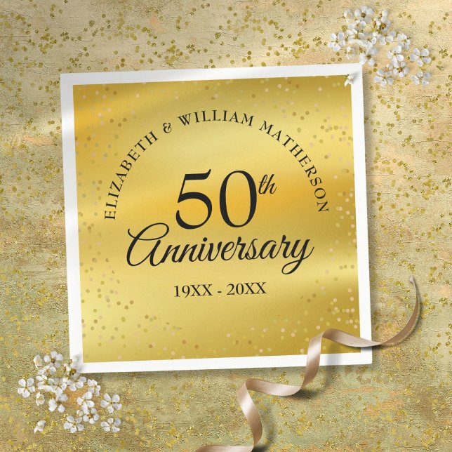 50. Hochzeitstag Goldstaub Confetti Serviette (50th Wedding Anniversary Gold Dust Confetti Napkins)