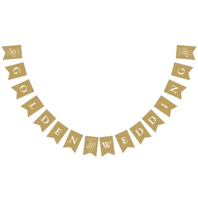 50. Hochzeitstag Goldstaub Confetti Wimpelkette (Alle)