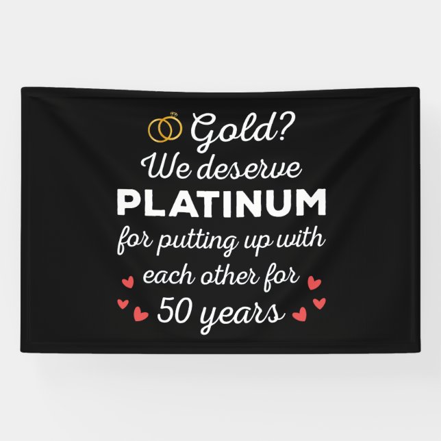 50. Hochzeitstag I - Gold Funny Couple Banner (Horizontal)