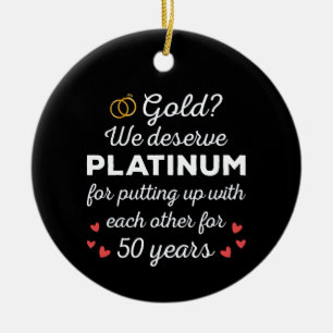 50. Hochzeitstag I - Gold Funny Couple Keramik Ornament