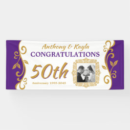 50. Hochzeitstag Ihr Foto Lila Gold Banner