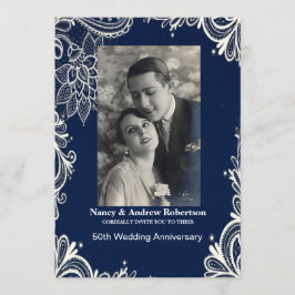 50. Hochzeitstag in blau Einladung