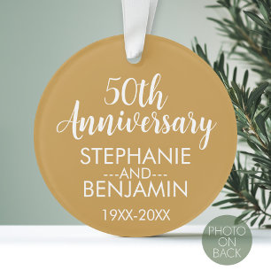 50. Hochzeitstag kann Gold Color Foto bearbeiten Ornament