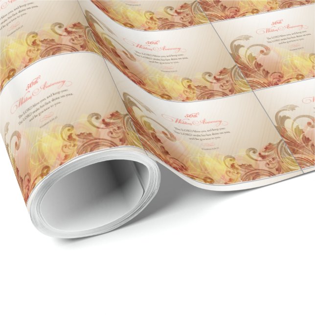 50. Hochzeitstag, Lord Bless & Behalt Geschenkpapier (Rolleneckpunkt)