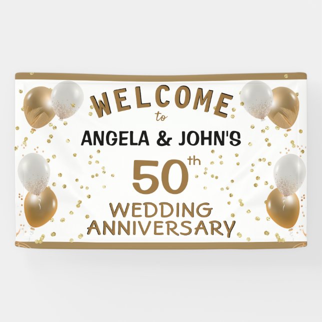 50. Hochzeitstag, Namen Banner (Horizontal)