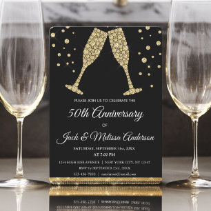 50. Hochzeitstag Party Champagnergläser Einladung