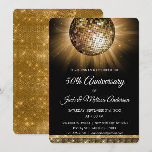 50. Hochzeitstag Party Gold Disco Ball Einladung