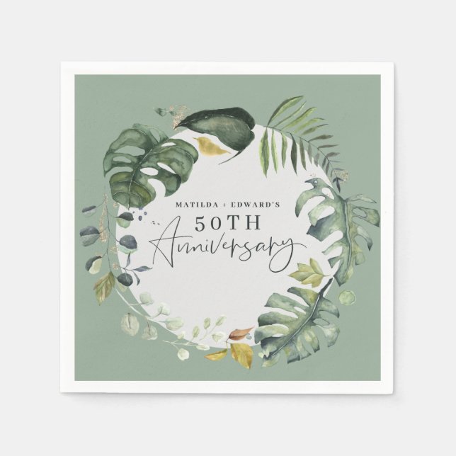 50. Hochzeitstag Party Serviette (Vorderseite)