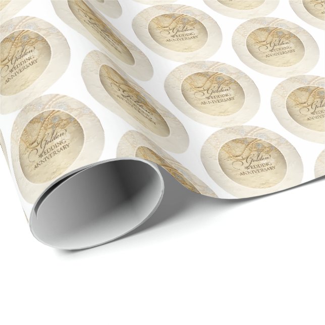 50. Hochzeitstag Perlen und Spitzen Geschenkpapier (Rolleneckpunkt)