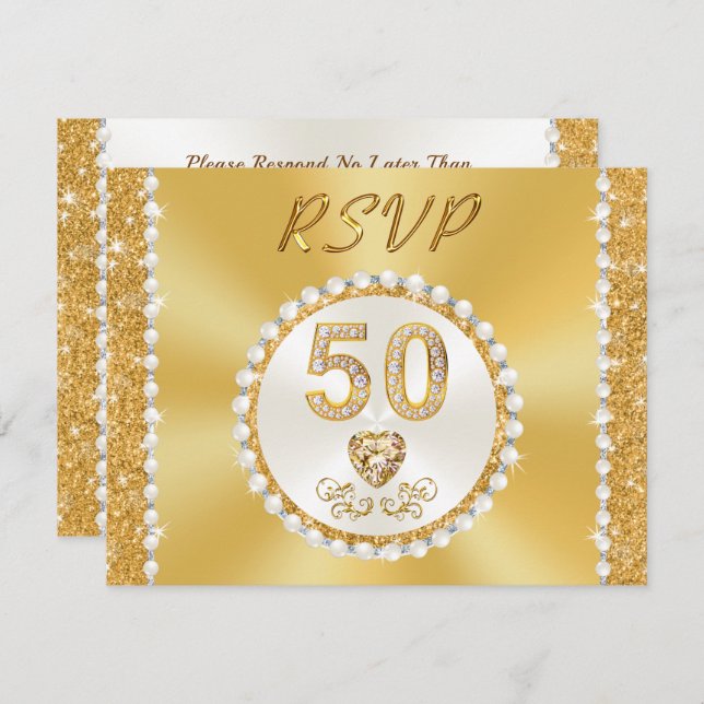 50. Hochzeitstag, Personalisierte RSVP-Karten Einladung (Vorne/Hinten)