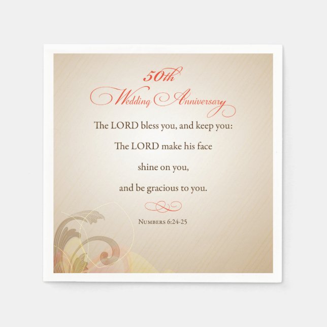 50. Hochzeitstag, Religious Lord Bless Serviette (Vorderseite)