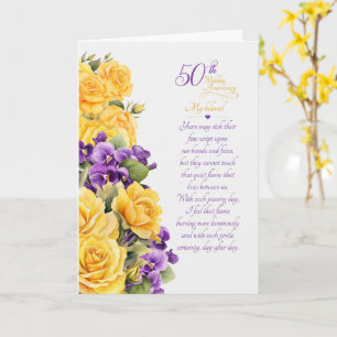50. Hochzeitstag Romantische Rosen und Veilchen Karte