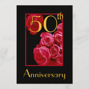 50. Hochzeitstag ROTE Rosen Einladung