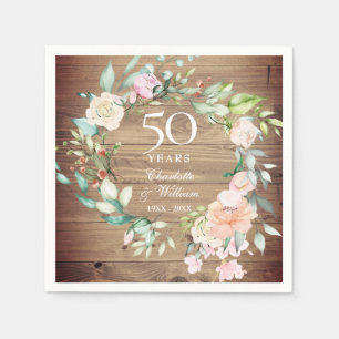 50. Hochzeitstag Rustikale Rose Holz Blüte Serviette