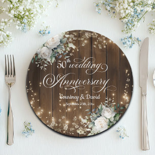 50. Hochzeitstag Rustikale Streichlichter Pappteller