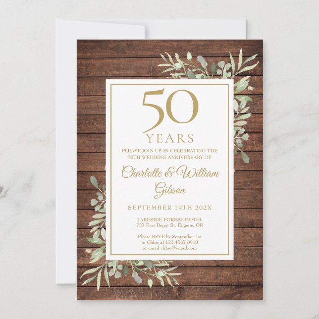 50. Hochzeitstag Rustikale Waldlandschaft Einladung (Vorderseite)
