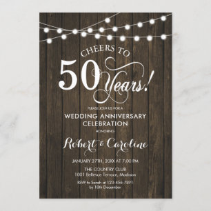 50. Hochzeitstag - Rustikales Holz Einladung