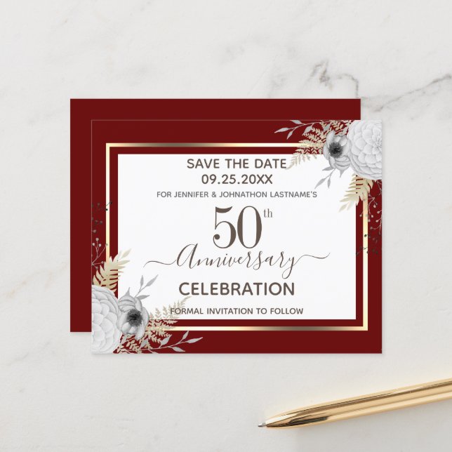 50. Hochzeitstag Save the Date (Vorderseite/Rückseite Beispiel)