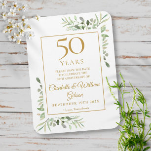 50. Hochzeitstag Save-the-Date-Begrüßung Grün Magnet