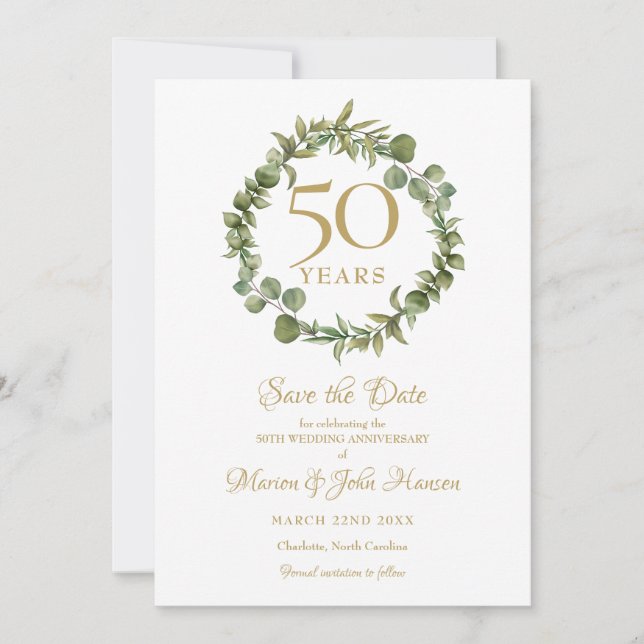 50. Hochzeitstag Save the Date Garland Einladung (Vorderseite)