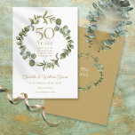50. Hochzeitstag Save the Date Grüne Einladung<br><div class="desc">Diese elegante botanische 50-jährige Hochzeitsjubiläum-Save the Date-Karte mit einer eleganten Waldgarage kann mit Ihren speziellen Informationen zum goldenen Jubiläum personalisiert werden. Auf der Rückseite befindet sich eine passende Blumengarage,  die Ihr Jubiläum in elegantem weißem Text auf goldenem Hintergrund umrahmt. Entwickelt von Thisisnotme©</div>