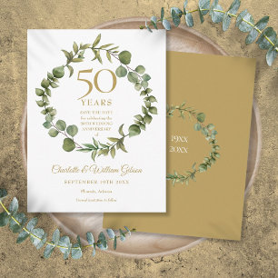 50. Hochzeitstag - Save-the-Date-Karte mit Waldgrü Ankündigungspostkarte